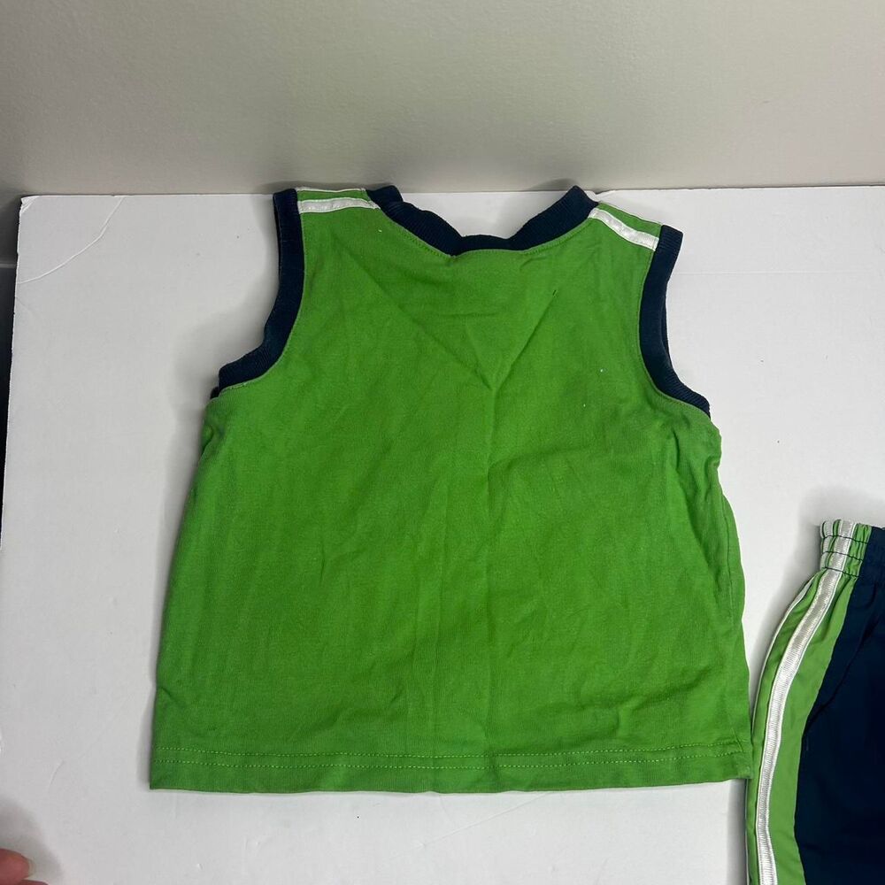 vintage Youth Adidas green and white sports tank top and shorts set 16 months - Picture 4 of 8